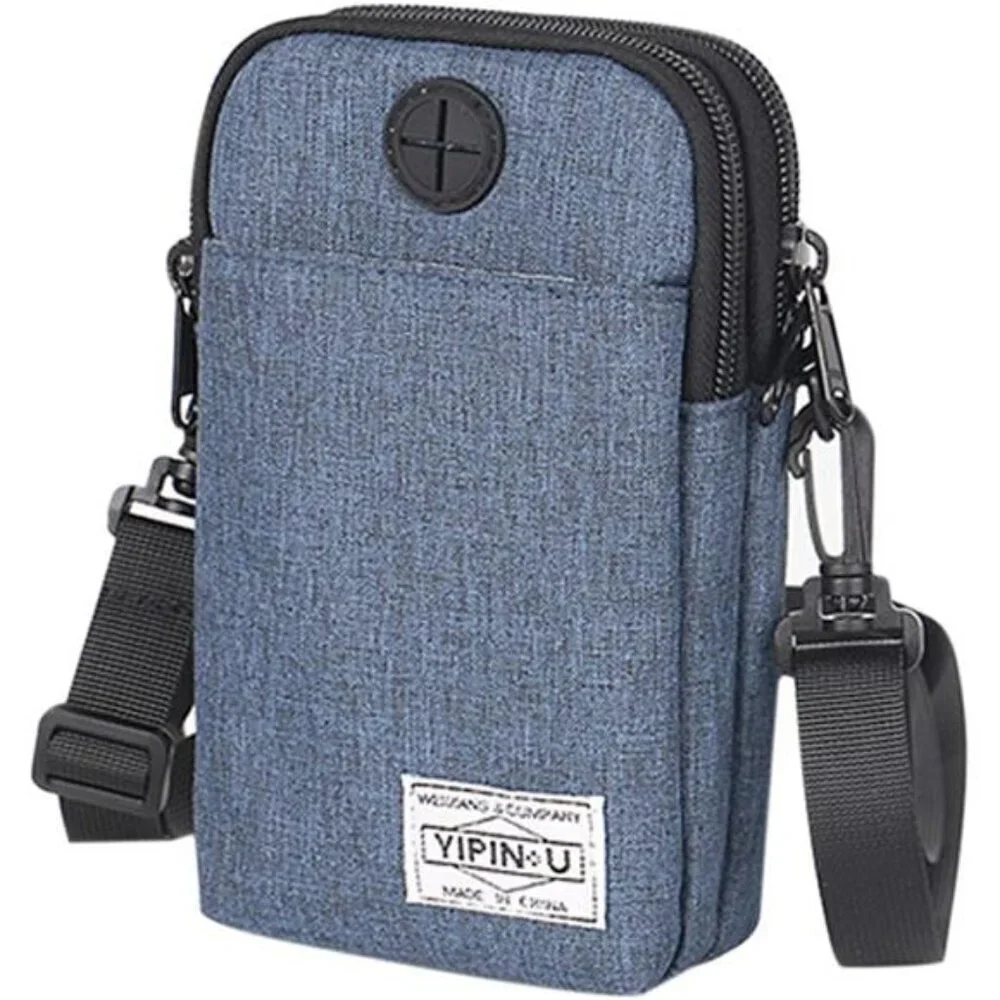 3-Layers Waterproof Cell Phone Pouch Crossbody Purse Oxford Fabric Belt Bag - Picture 1 of 8